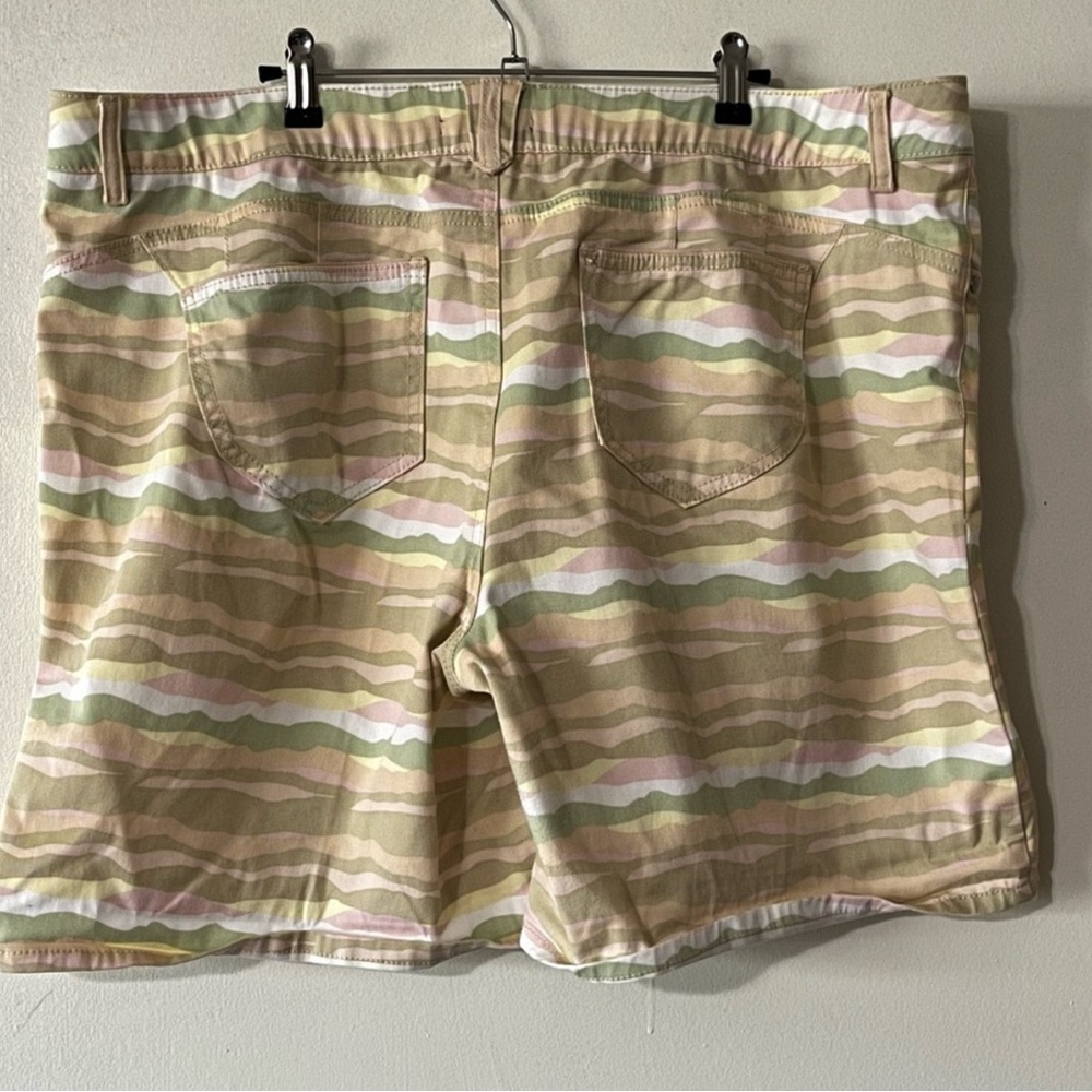Versona Multicolor Striped High Rise Cotton Stretch Shorts XXL - Picture 3 of 8